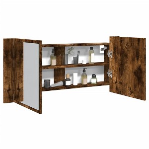 vidaXL Led Mirror Cabinet Smoked Oak Engineered Wood, Glass Large - 1 of 4
