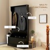 PAGED Modern Hall Tree with Bench and Shoe Storage, Wood 3-in-1 Coat Rack with 4 Hooks for Foyer, Living Room - 3 of 4