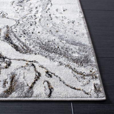 Amelia 3' x 5' Grey and Gold Abstract Synthetic Rug