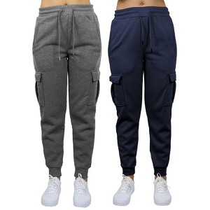 Blue Ice Apparel Women's Heavyweight Loose Fit Fleece-Lined Cargo Jogger Pants-2 Pack - 1 of 4