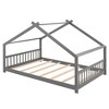 Twin/Full Size Wood House Platform Bed, White/Gray/Espresso, 4L -ModernLuxe - 4 of 4