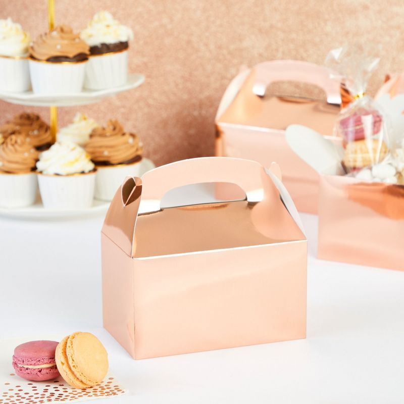 Juvale 24-Pack Treat Boxes - Candy Gable Boxes for Party Favors, Birthday, Wedding, Baby Shower (Rose Gold, 6.2x3.5x3.6 In), 2 of 9