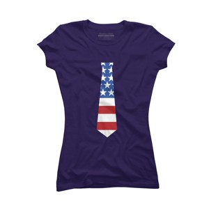 Junior's Design By Humans Fourth Of July Simple American Flag Tie By FreshDressedTees T-Shirt - 1 of 2