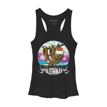 Women's Design By Humans Merry Slothmas - Funny Christmas Pajama for Sloth LoversÂ By TELO213 Racerback Tank Top