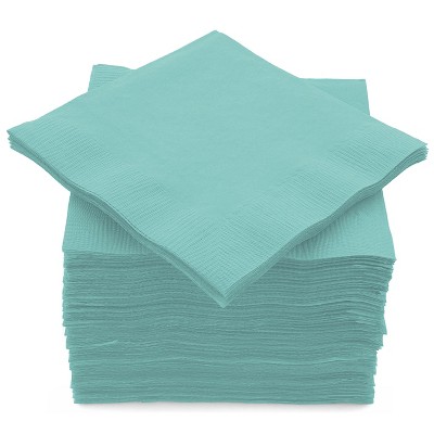 SparkSettings Light Blue Beverage Napkins, 5” x 5” 2 Ply Paper Napkins, Pack of 100