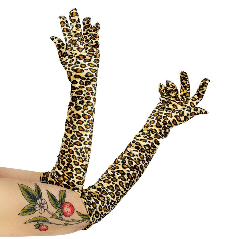 Costume Culture by Franco LLC Leopard Velour 20.5 Inch Adult Costume Gloves, 1 of 7