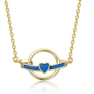 Guili 14K Gold Plated with Intertwined Rings & Colored Enamel Heart Necklace For Kids - 1 of 2