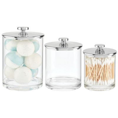 Mdesign Plastic Apothecary Canister Jar Organizer - Set Of 3 - Clear ...