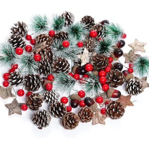 Cesicia 108pcs Artificial Pine Cones Pine Branch Set, Christmas Tree Ornaments - 1 of 3
