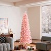 LuxenHome 6Ft Pink Pencil Artificial Tree with Warm White Lights and 8 Light Functions - 2 of 4