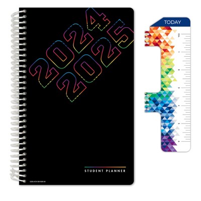 Global Datebooks Secondary Student Planner AY 2024-2025 - Matrix Style - 5.5"x8.5" (Black Rainbow Numbers)