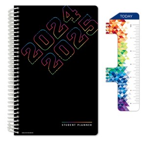 Global Datebooks Secondary Student Planner AY 2024-2025 - Matrix Style - 5.5"x8.5" (Black Rainbow Numbers) - 1 of 4