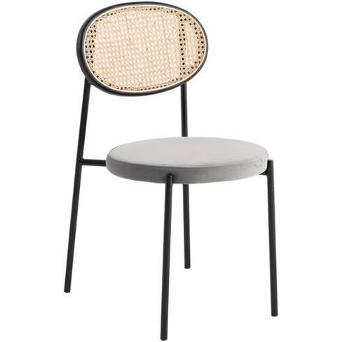 LeisureMod Euston Dining Chair with Wicker Back and Velvet Seat - image 1 of 4