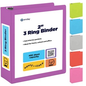 3 Ring Binder Clear View Cover with 2 Inside Pockets, Colored School Supplies Office and Home Binders – by Enday - 1 of 4