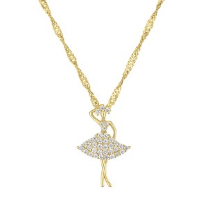 Junior Jewels 14K Gold Over Sterling Silver Cubic Zirconia Ballerina Necklace - 1 of 2