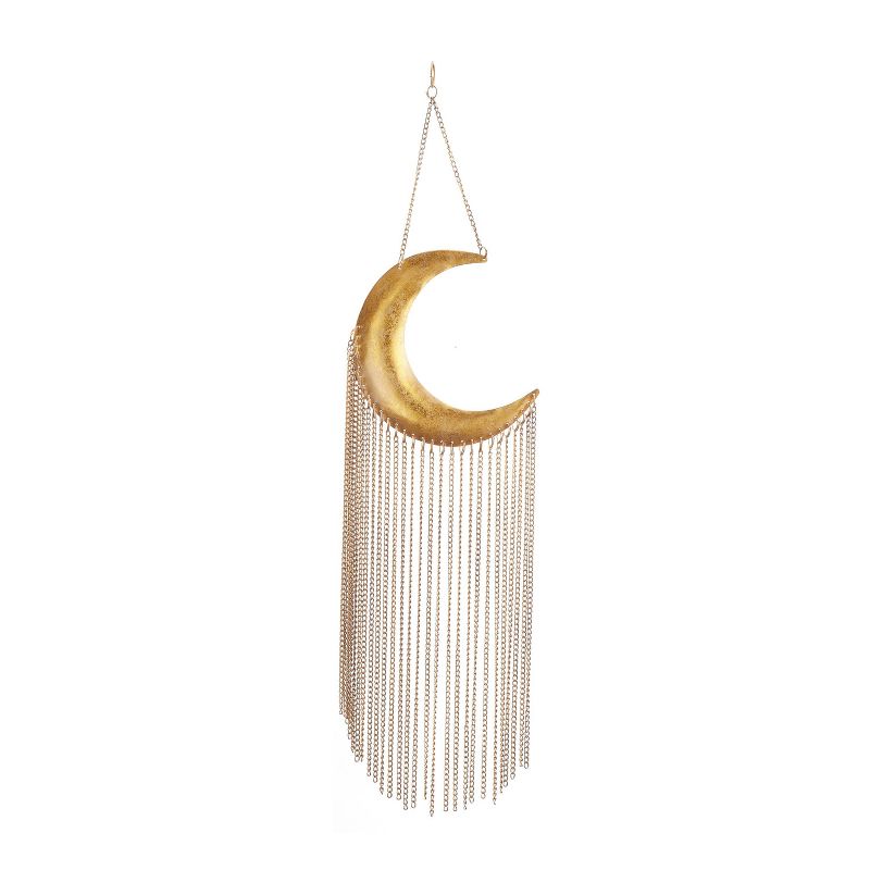 30&#34; x 8&#34; Glam Metal Moon Windchime Gold - Olivia &#38; May, 1 of 8