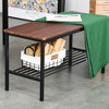 4-Piece Dining Set with Wooden Kitchen Table, Bench and Storage Rack - 2 of 4