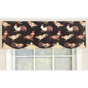 Cockadoodle Petticoat 3" Rod Pocket Window Valance 50" x 15" Black by RLF Home - 1 of 3