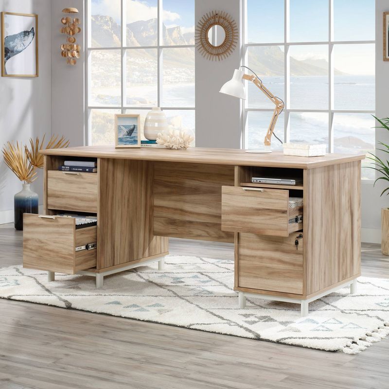 Portage Park Executive Desk Kiln Acacia - Sauder: Office Furniture with Locking File Storage & Cable Management, 2 of 9