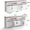 Jojoka Farmhouse Sliding Barn Door TV Stand for 50/60 inch, Adjustable Shelf,White - 2 of 4