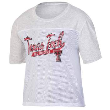 NCAA Texas Tech Red Raiders Women's White Mesh Yoke T-Shirt
