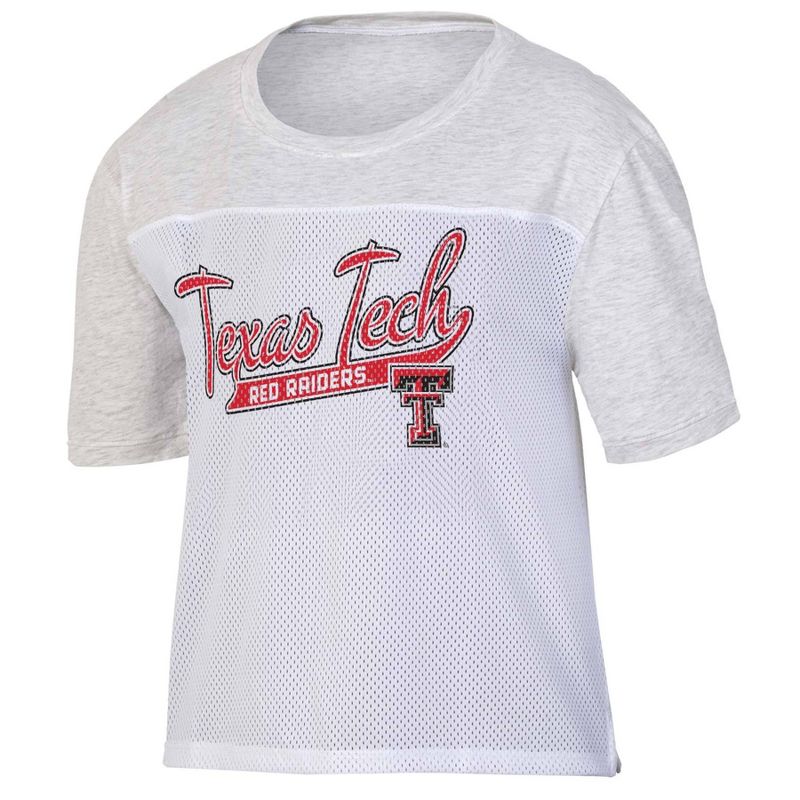 NCAA Texas Tech Red Raiders Women&#39;s White Mesh Yoke T-Shirt, 1 of 4
