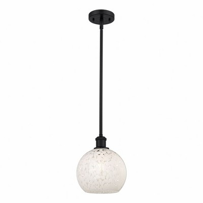 White Mouchette - 1 Light Stem Hung Mini Pendant In Modern Style-10 Inches Tall and 8 Inches Wide