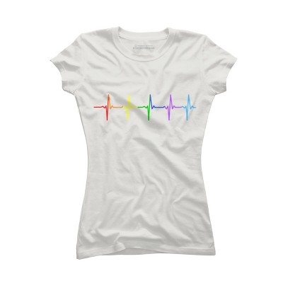 Adult Design By Humans Pride Rainbow Heartbeat By Thingsandthings T-Shirt