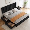Upholstered Platform Bed Frame with 4 Storage Drawers, Adjustable Headboard, Wooden Slats Support - 3 of 4