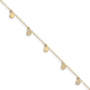 Black Bow Jewelry 14k Yellow Gold 2mm Open Link And Hollow Dangle Circle Anklet, 9-10 In - 1 of 4