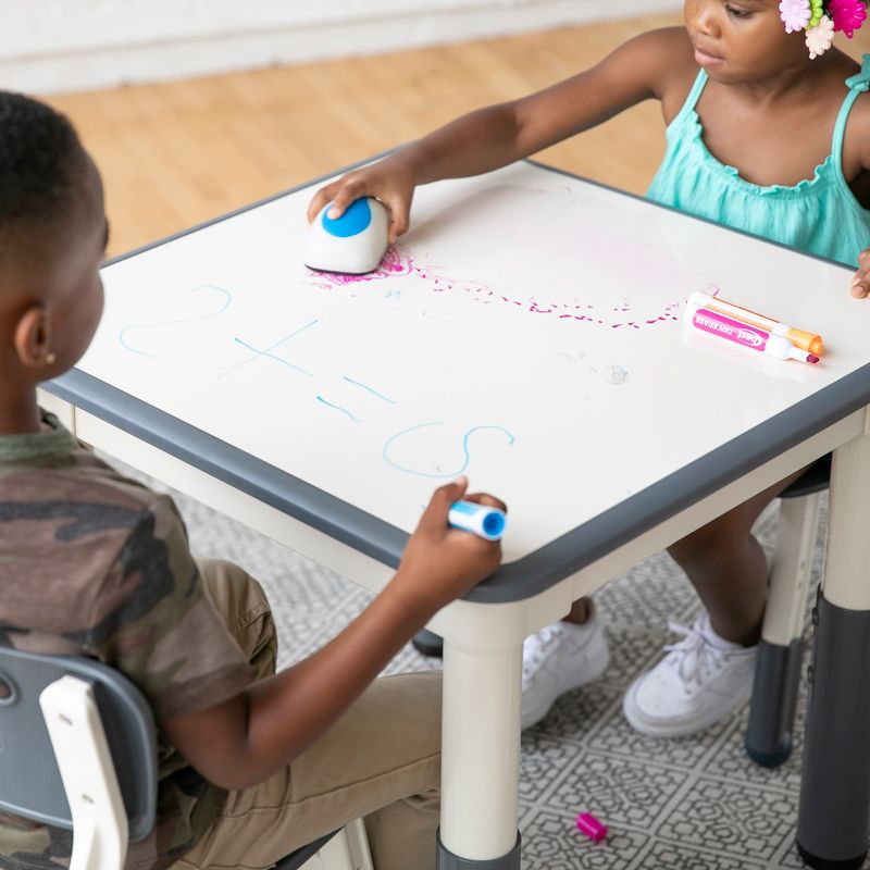 ECR4Kids Square Resin Dry-Erase Adjustable Activity Table with 2 Chairs (3-Piece Set), 6 of 11