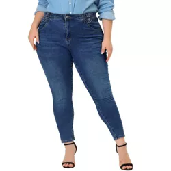 Agnes Orinda Womens Plus Size Bootcut Career Classic Straight Jeans 