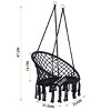 Syemin Patio Swings Black Swing, Hammock Chair Macrame Swing, Hanging Cotton Rope Hammock Swing Chair for Indoor and Outdoor, Black, 31.5"*23.6"*47.2" - 3 of 4