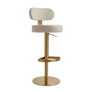 TOV Furniture Primrose Textured Performance Fabric Adjustable Stool in Cream - 1 of 4