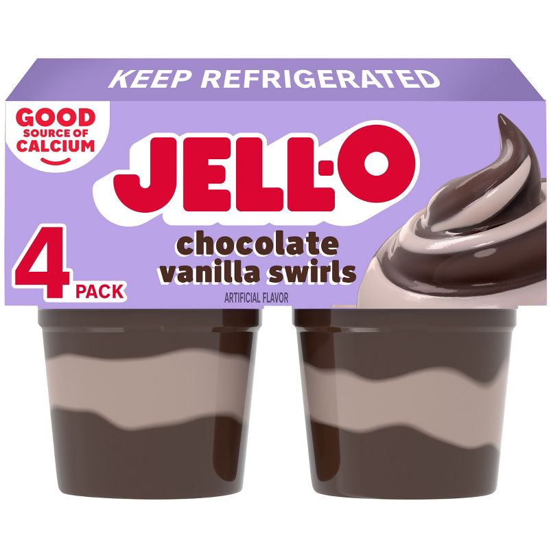 Jell-O Original Chocolate Vanilla Swirls Pudding Cups Snack - 15.5oz/4ct, 1 of 13