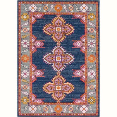 Mark & Day Isla 5'3"x7'3" Rectangle Woven Indoor Area Rugs Navy/Gray: Stain-Resistant, Pet Friendly, Traditional Medallion