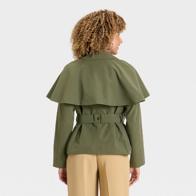Women's Short Cape Trench - A New Day' Olive - image 2