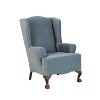 Stretch Poly Striped Chair Slipcover French Blue - Sure Fit: Elastic-Fit Bottom, Polyester & Spandex Blend - 2 of 3