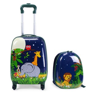 Costway 2Pcs 12'' 16'' Kids Luggage Set Suitcase Backpack School Travel Trolley ABS - 1 of 4