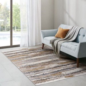 Watercolor Abstract Stripe Woven Area Rug - 1 of 3