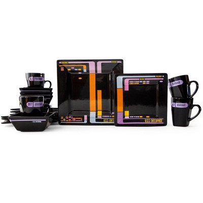 Robe Factory LLC Star Trek: The Next Generation LCARS Interface 16-Piece Ceramic Dinnerware Set