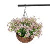 YIYIBYUS Artificial Hanging Flowers Plants Basket for Outside Porch, 3 Set Artificial Outdoor Flowers with Hanging Basket - 2 of 4