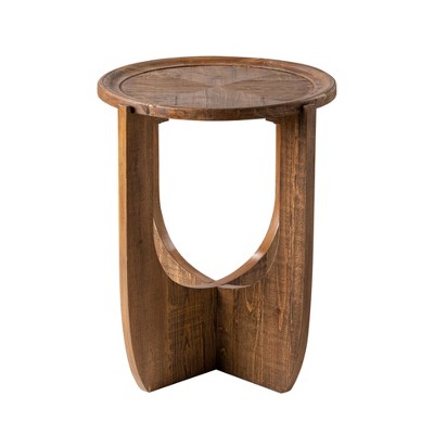 JIONJOY Rustic Farmhouse End Table - Round French Country Side Table with Cross Leg Design for Living Room, Dining Room & Small Spaces
