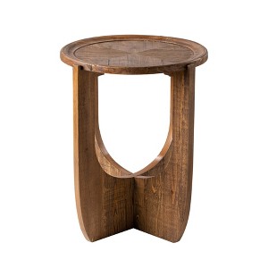 JIONJOY Rustic Farmhouse End Table - Round French Country Side Table with Cross Leg Design for Living Room, Dining Room & Small Spaces - 1 of 4