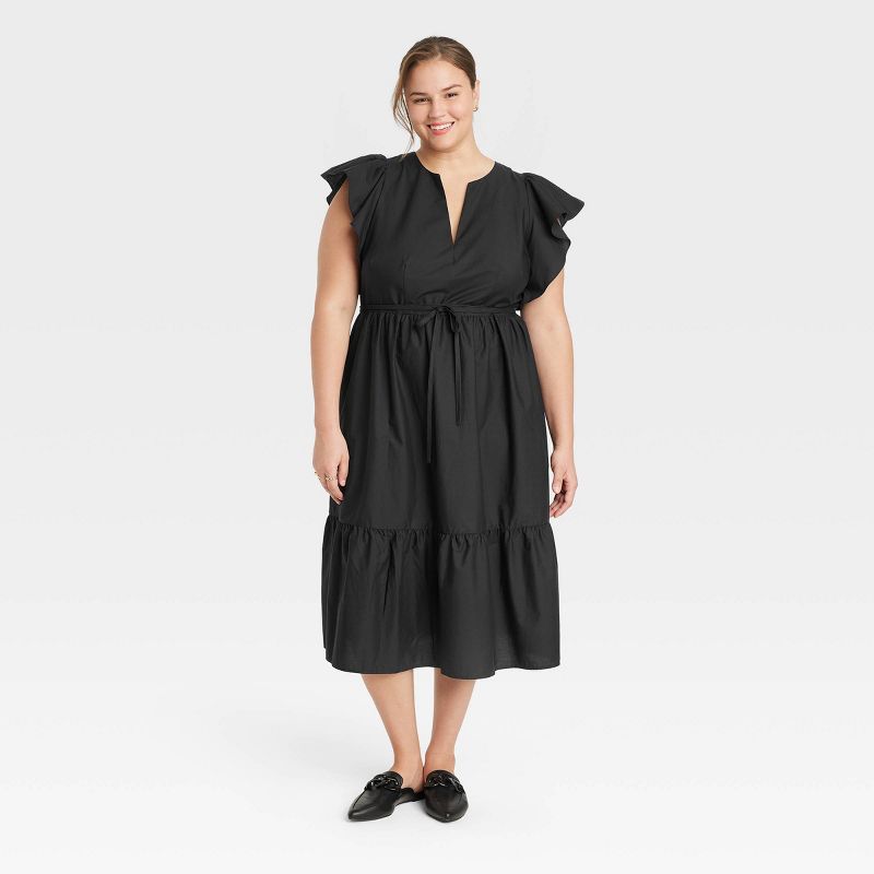 Women's Flutter Short Sleeve Midi Dress - A New Day™ , 1 of 8