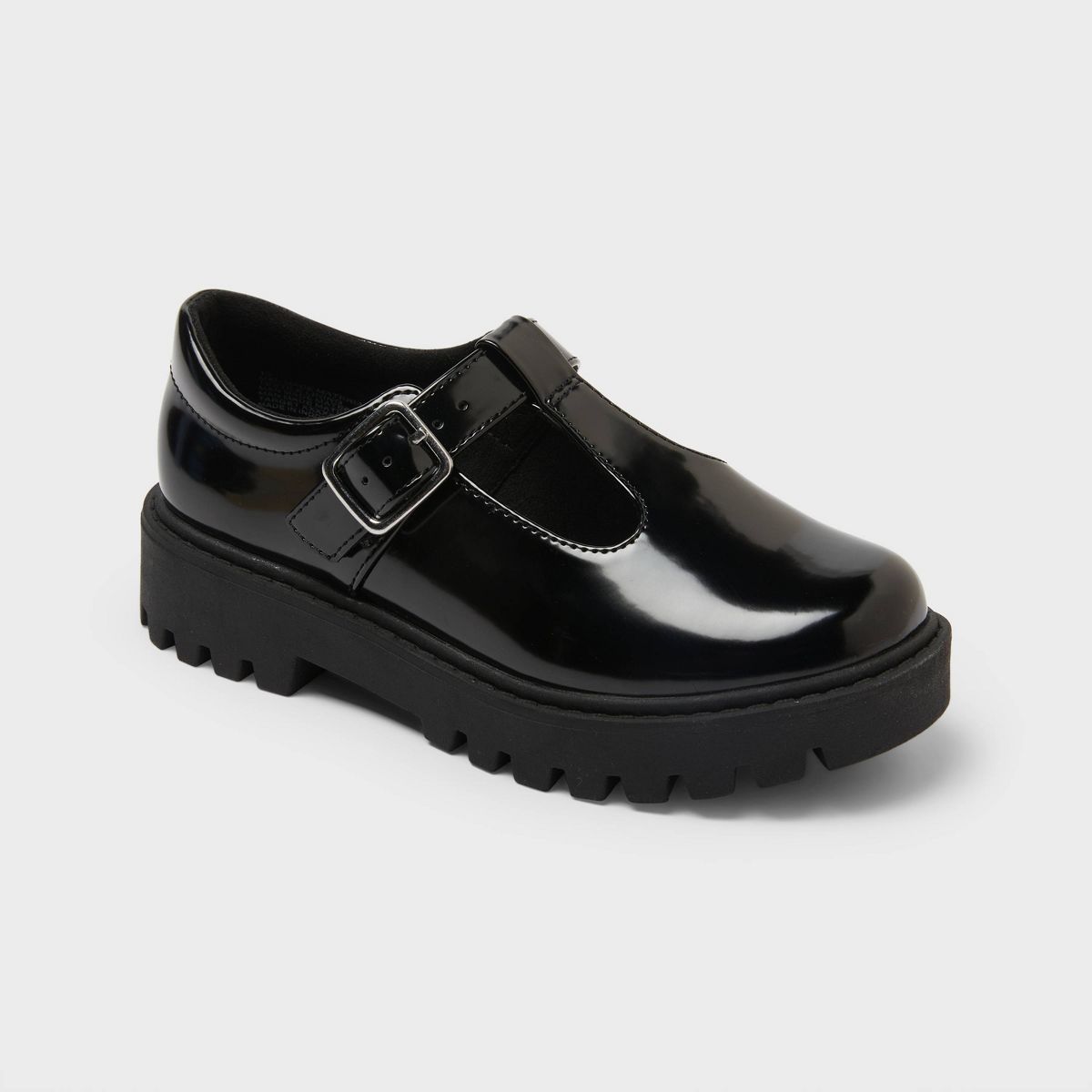 Kids' Leena T-Strap Lug Sole Mary Jane Flats - art class™ Black