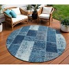 Navy Blue And Sky Blue Patchwork Washable Indoor Outdoor Area Rug - 2 of 4