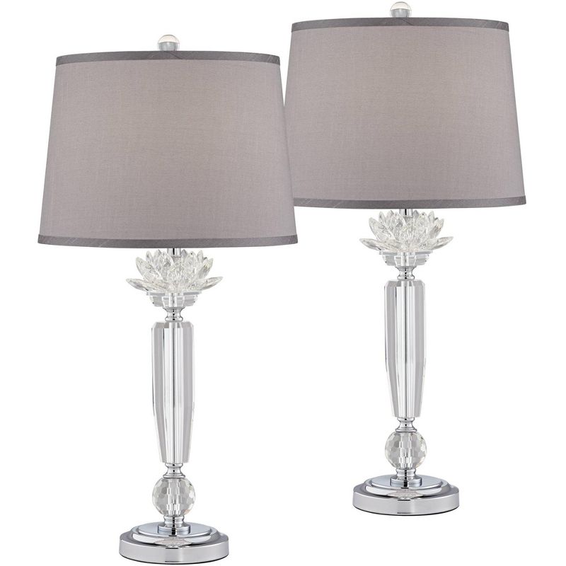 Vienna Full Spectrum Olivia 28 1/4" Tall Modern End Table Lamps Set of 2 Clear Crystal Living Room Bedroom Bedside Nightstand House Office Home, 1 of 10