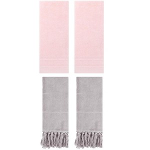 REGALWOVEN 4 Packs Striped and Tassels Hand Towels for Bathroom 14" x 30" - 1 of 4