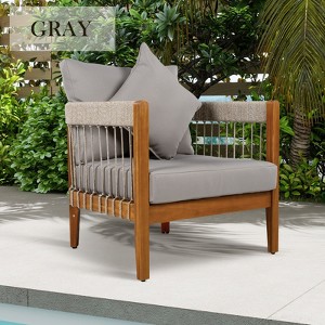 Hrinhom 27.6"W Patio Accent Chair,Outdoor Lounge Chair With Cushion - 1 of 4